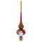 Santa Climbing Down Chimney on Red Glass Christmas Tree Topper 11 Inches